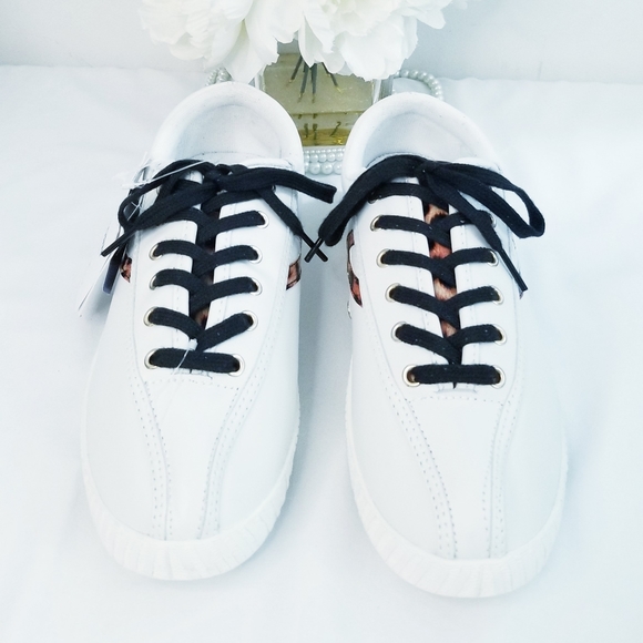 NWT Tretorn Nylite Plus Sneakers Leather Upper White with Animal Print Details - Picture 7 of 16